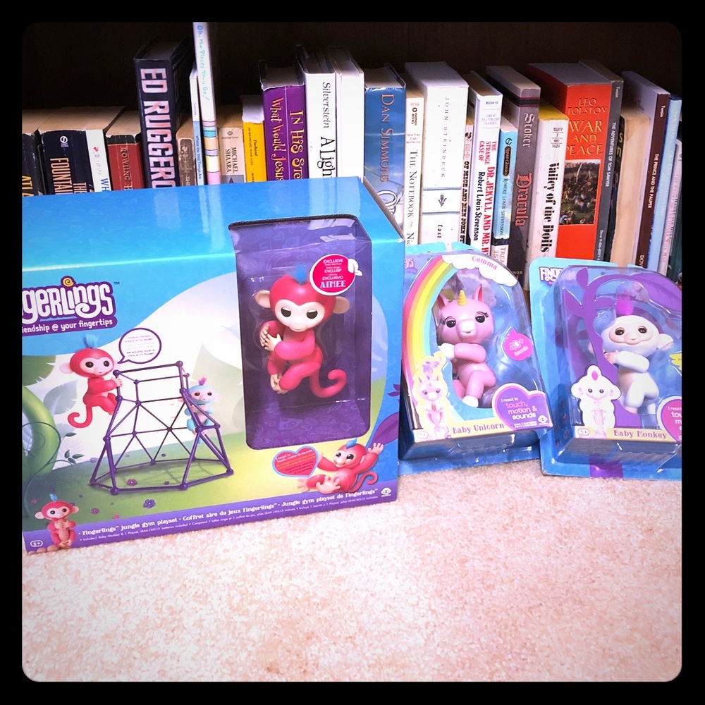 SOLD! Fingerlings Jungle Gym, Baby Unicorn, Monkey